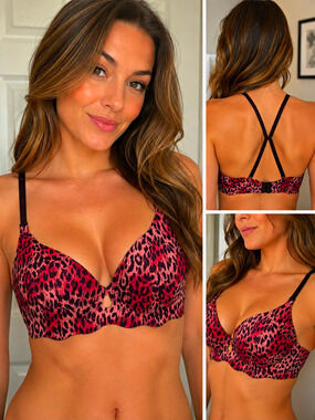 Victoria’s Secret Secret Embrace Push-Up Bra 34B Pink Leopard Animal Print